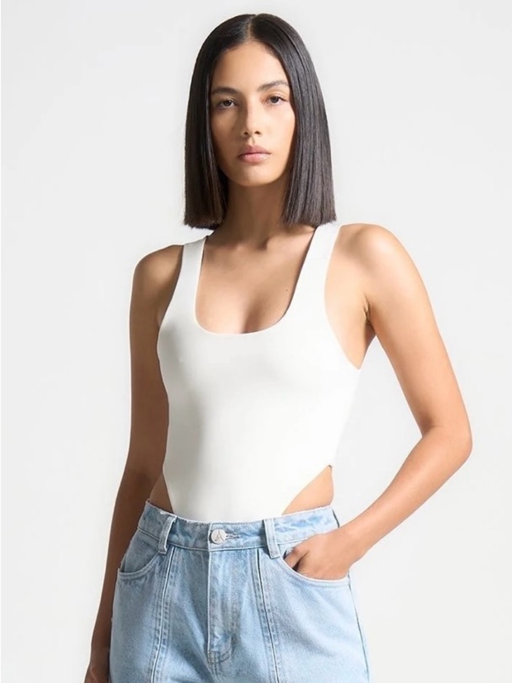 Manière De Voir High-Leg Thong Bodysuit in Off White 4